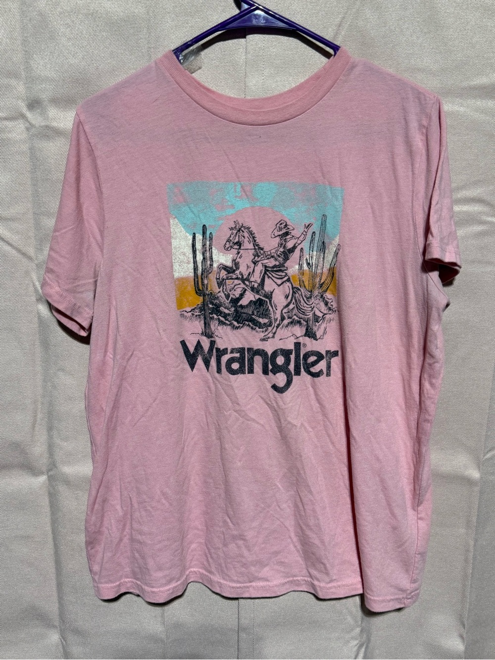 Wrangler Pink Graphic Short Sleeve Tee with Pastel Desert Print